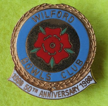 Wilford Bowls Club Anniversary Enamel Pin Badge