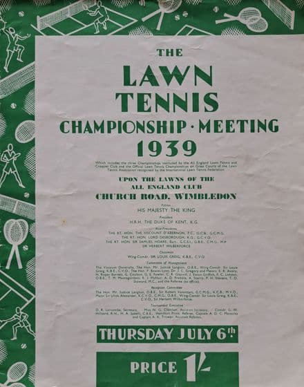 Wimbledon Championships Programme (1939, Jul 6th)