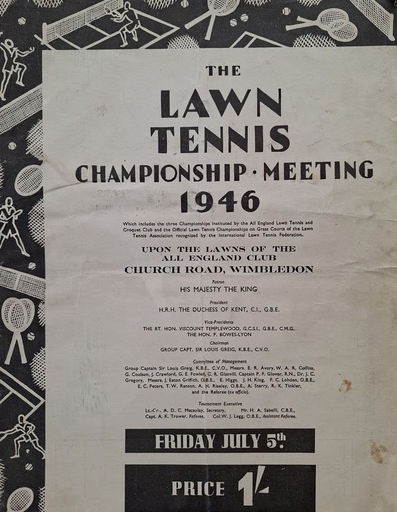 Wimbledon Championships Programme (1946, Jul 5th, Day 11)