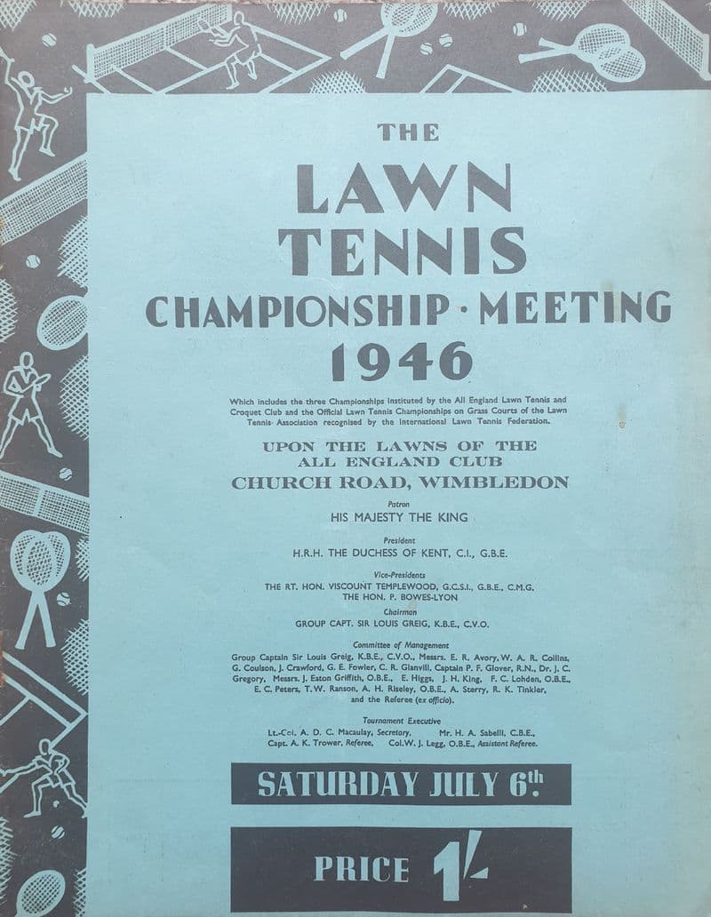 Wimbledon Championships Programme (1946, Jul 6th, Final Day) Blue Cover