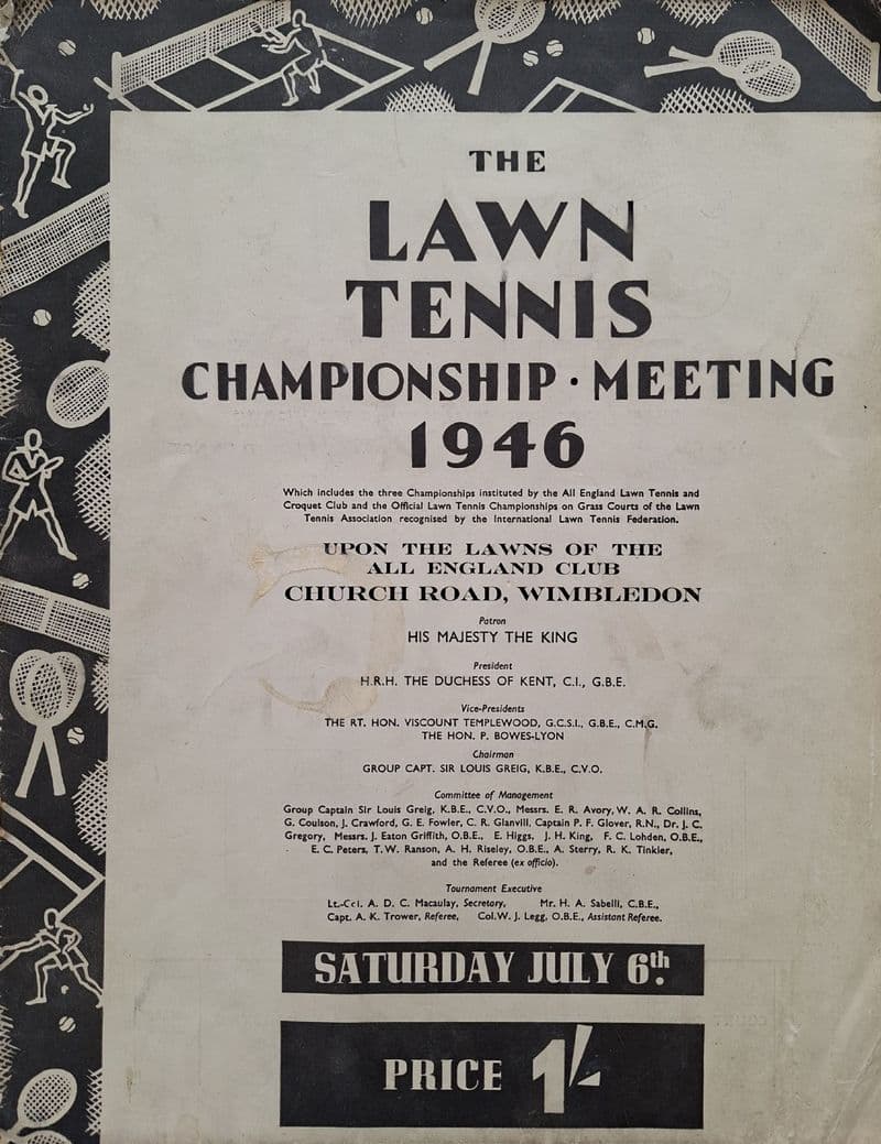 Wimbledon Championships Programme (1946, Jul 6th, Final Day) Cream Cover