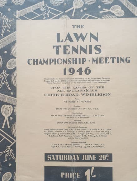 Wimbledon Championships Programme (1946, Jun 29th, Day 6)