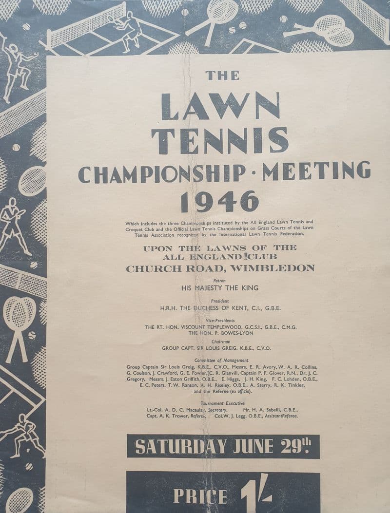 Wimbledon Championships Programme (1946, Jun 29th, Day 6)