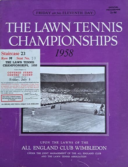 Wimbledon Championships Programme (1958, Jul 4th, Day 11)