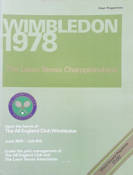 Wimbledon Championships Programme (1978, Final Programme)