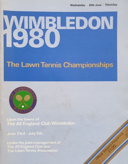 Wimbledon Championships Programme (1980, Jun 25th, Day 3)