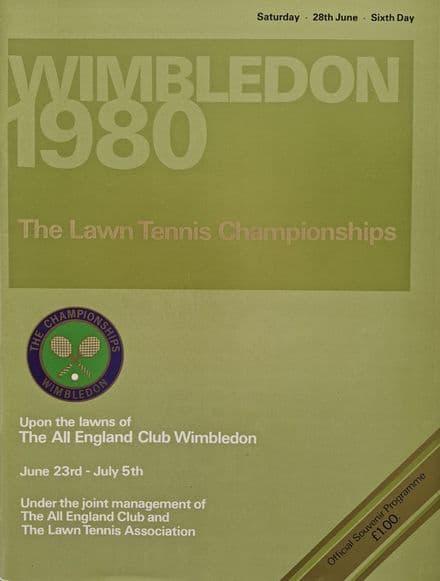 Wimbledon Championships Programme (1980, Jun 28th, Day 6)
