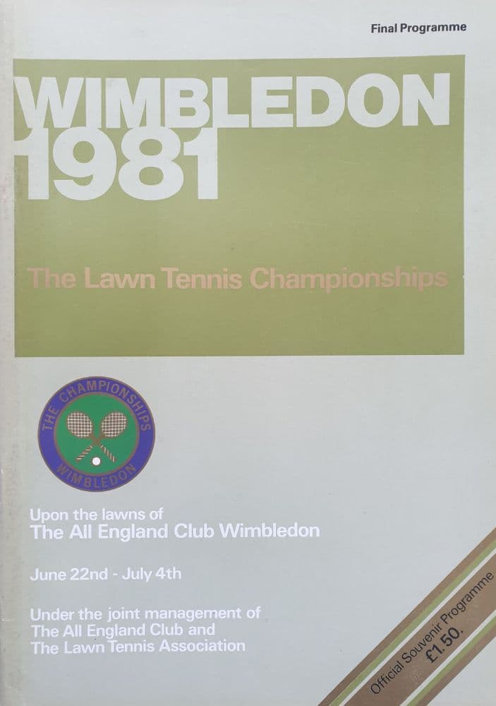 Wimbledon Championships Programme 1981 Final Programme