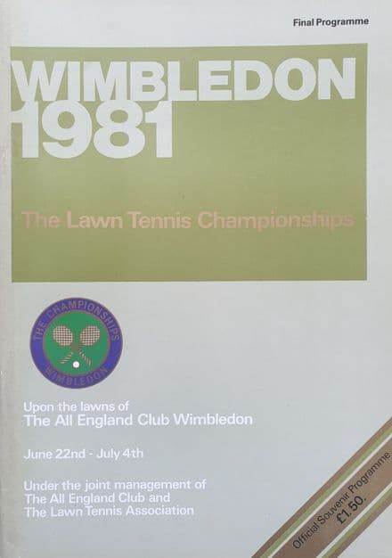 Wimbledon Championships Programme (1981, Final Programme)