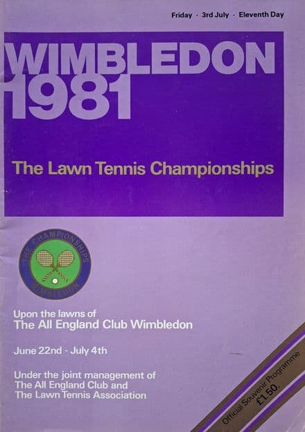 Wimbledon Championships Programme (1981, July 3rd, Day 11)