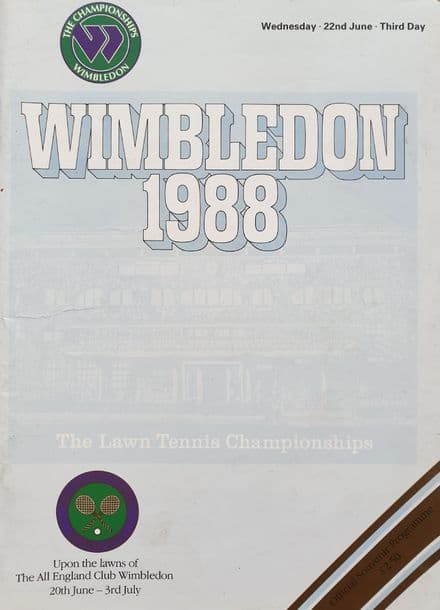 Wimbledon Championships Programme (1988, June 22nd, Day 3)