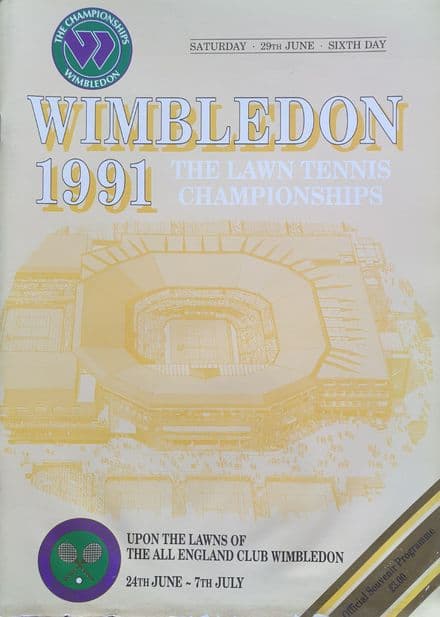 Wimbledon Championships Programme (1991, Jun 29th, Day 6) Fairly Good Copy