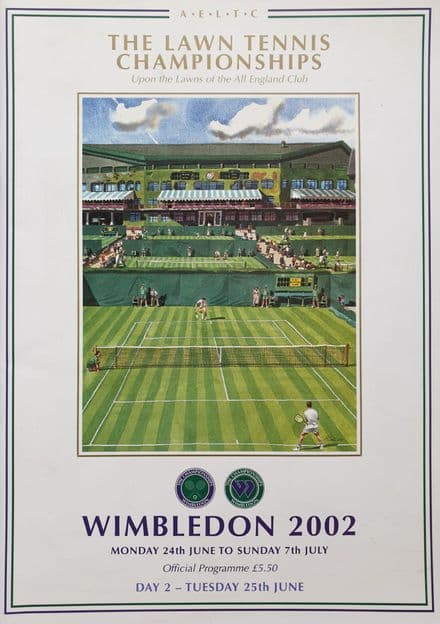 Wimbledon Championships Programme (2002, Jun 25th,  Day 2) Results Added
