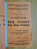 Wimbledon Competitor Tea Ticket Booklet (1958)