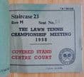 Wimbledon Covered Stand Centre Court & Competitor Lunch Ticket Booklets (1958)