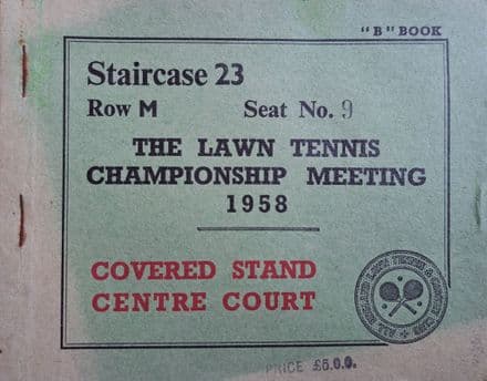 Wimbledon Covered Stand Centre Court Ticket Booklet (1958)
