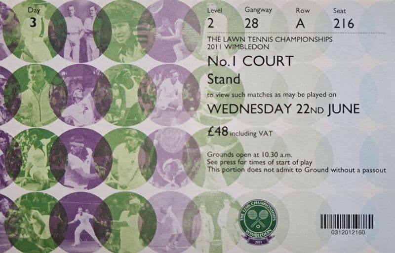 Wimbledon No.1 Court Ticket (2011, Jun 22nd)