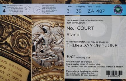 Wimbledon No.1 Court Ticket (2014, Jun 26th)
