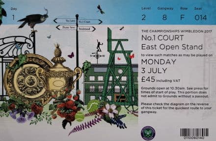 Wimbledon No.1 Court Ticket (2017, Jul 3rd)