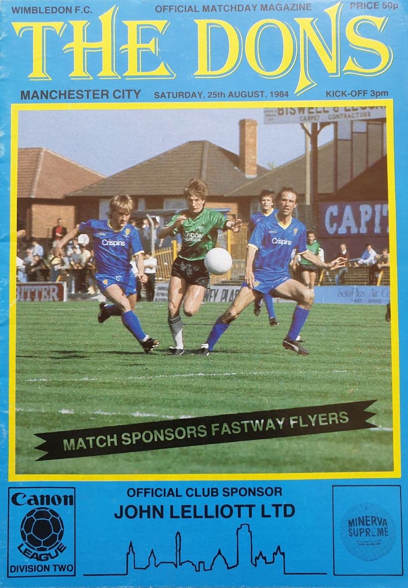 Wimbledon v Manchester City, Div 2 (1984, Aug 25th)