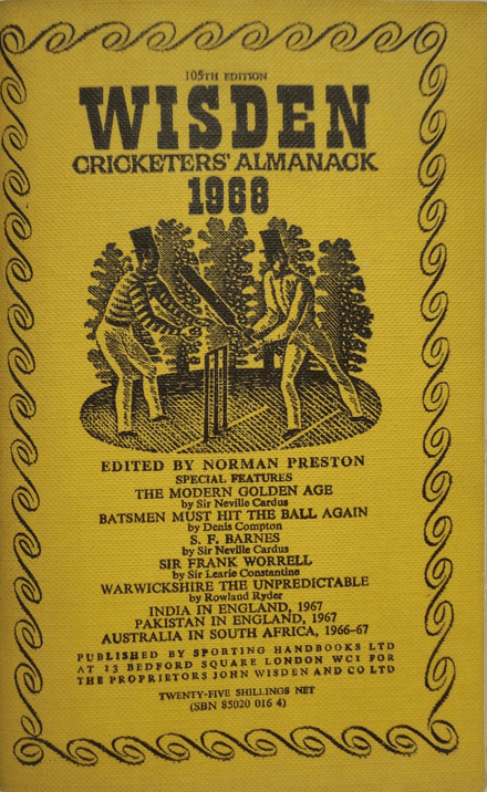 Wisden (1968) 105th Edition ed by Norman Preston (Soft Cover - Good Condition)