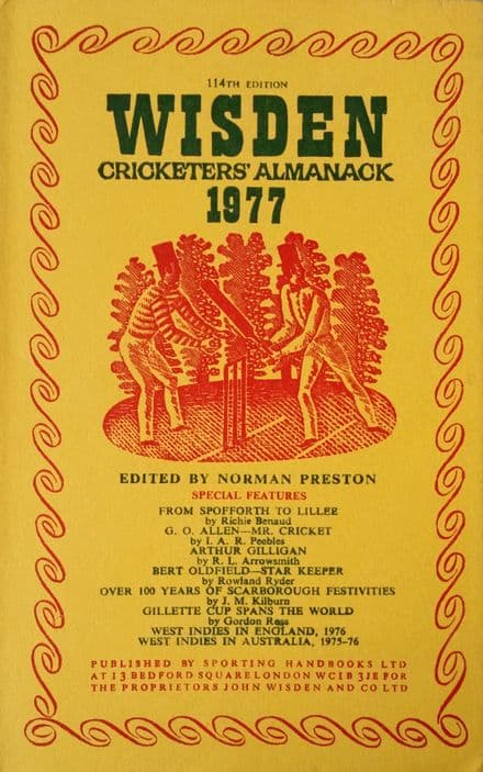Wisden (1977) 114th Edition ed by Norman Preston (Hard Cover - Good Condition)