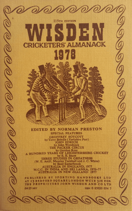 Wisden (1978) 115th Edition ed by Norman Preston (Soft Cover - Very Good Condition)