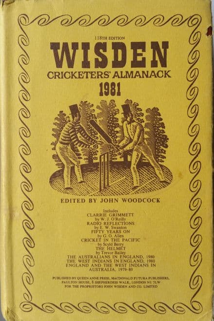 Wisden (1981) 118th Edition ed by Norman Preston (Hard Cover - Fair Condition)