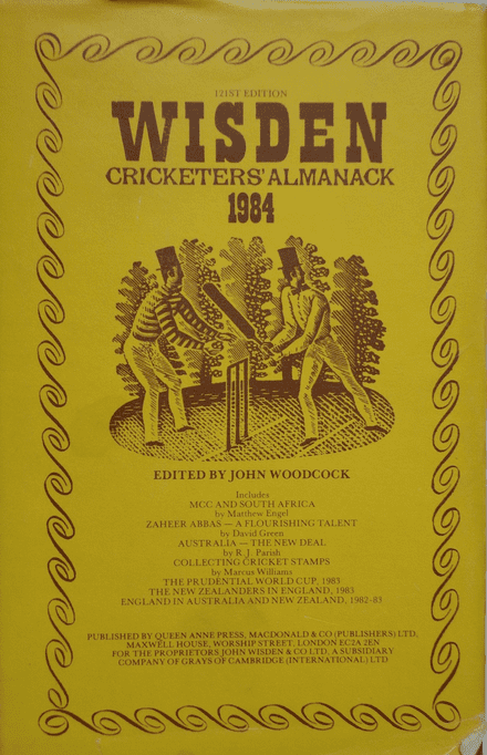 Wisden (1984) 121st Edition ed by Graeme Wright (Hard Cover - Fair Condition)