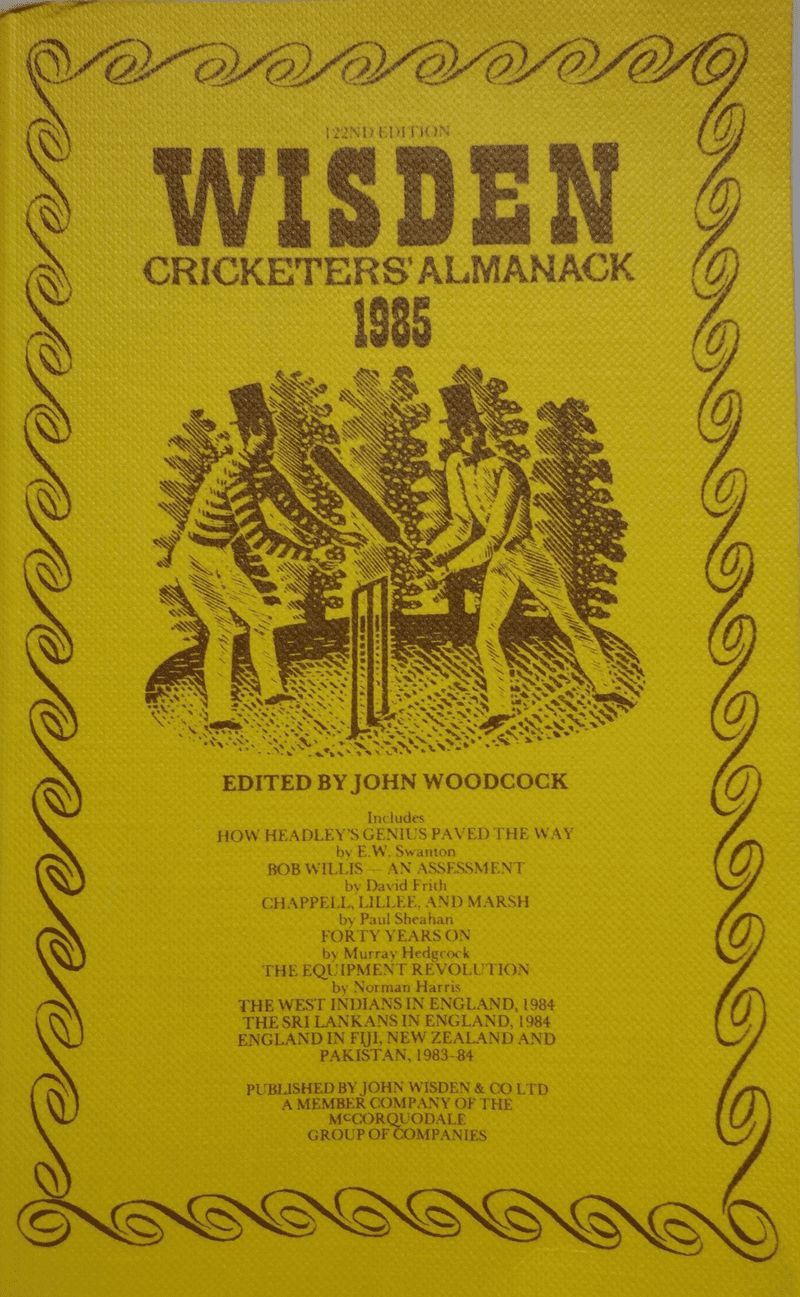 Wisden (1985) 122nd Edition ed by Norman Preston (Soft Cover - Very Good Condition)