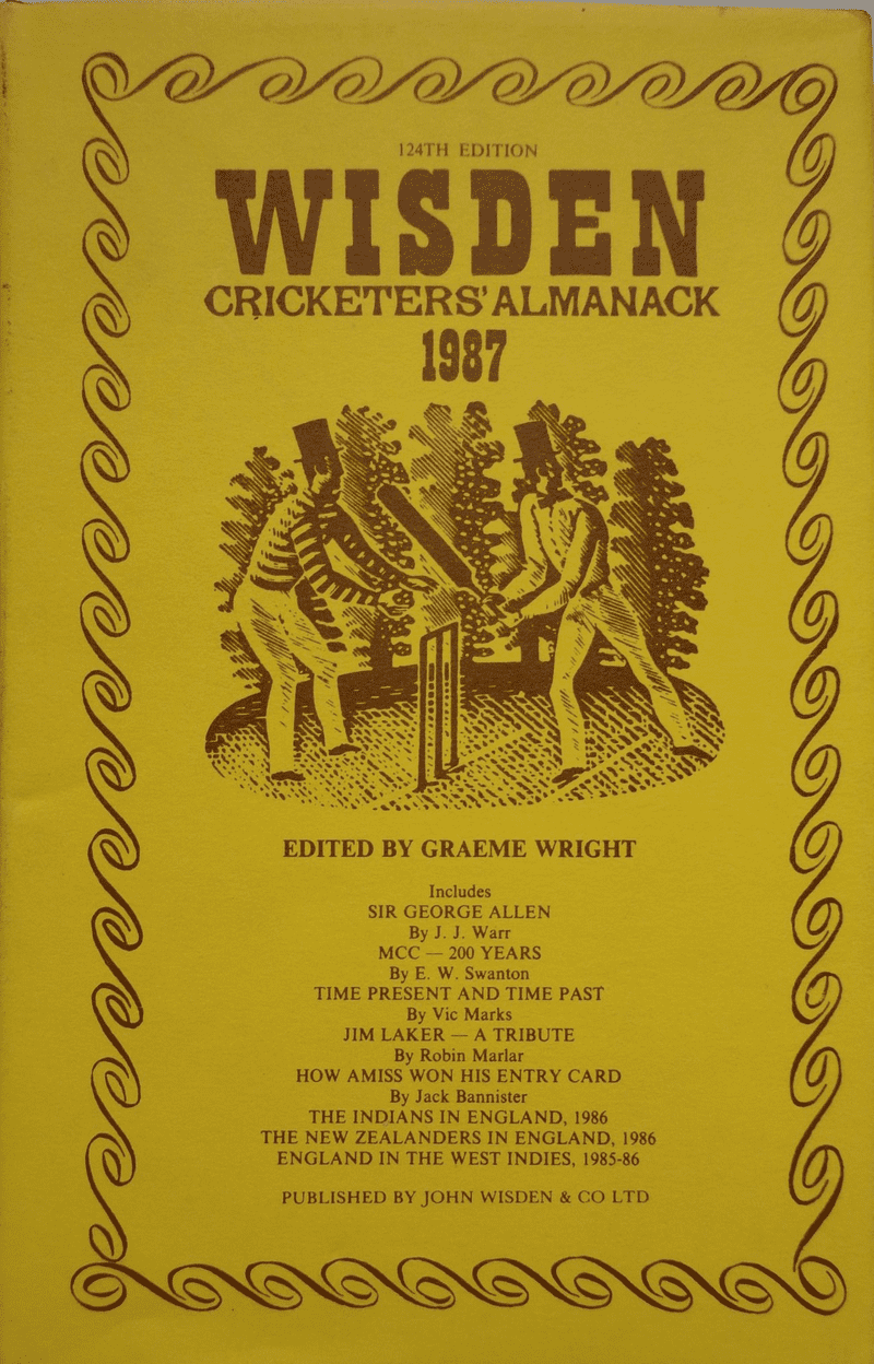 Wisden (1987) 124th Edition ed by Graeme Wright (Hard Cover - Fairly Good Condition