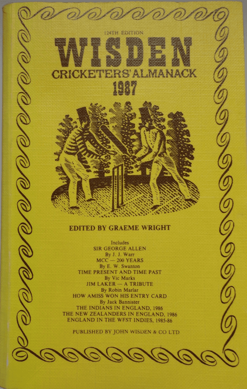 Wisden (1987) 124th Edition ed by Graeme Wright (Soft Cover - Good Condition)
