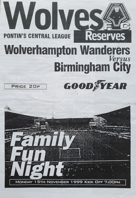 Wolves v Birmingham, Reserve (1999, Nov 15th)