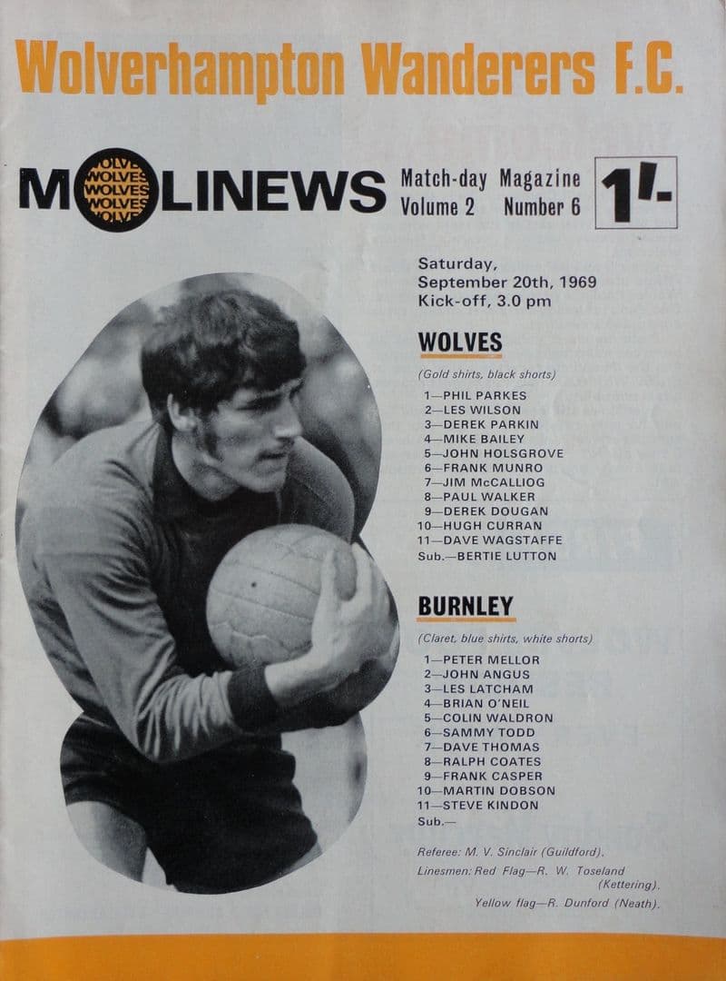 Wolves v Burnley, Div 1 (1969, Sep 20th)