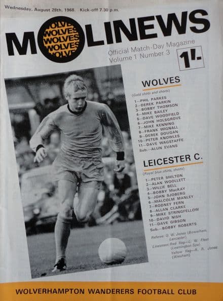 Wolves v Leicester City, Division 1 (1968, Aug 28th)