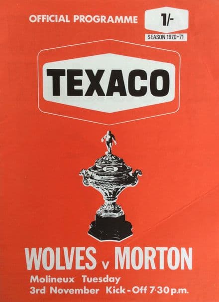 Wolves v Morton, Texaco Cup Rnd 2 (1970, November 3rd)