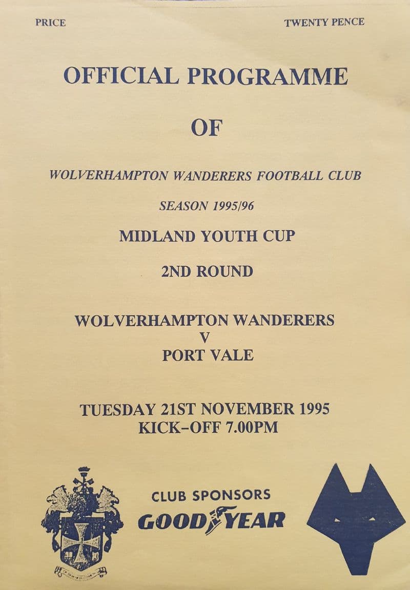 Wolves v Port Vale, Midland Youth Cup (1995, Nov 21st)