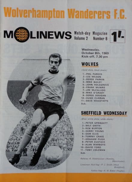 Wolves v Sheffield Wednesday, Div 1 (1969, October 8th)