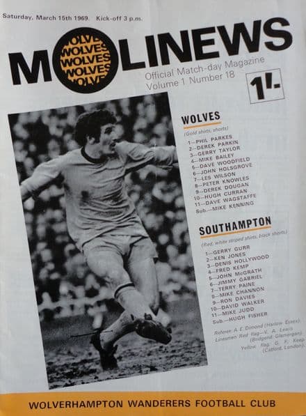 Wolves v Southampton, Division 1 (1969, Mar 15th)