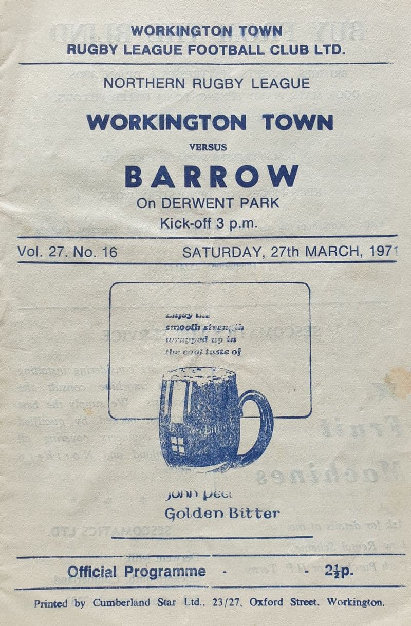 Workington Town v Barrow (1971, Mar 27th)