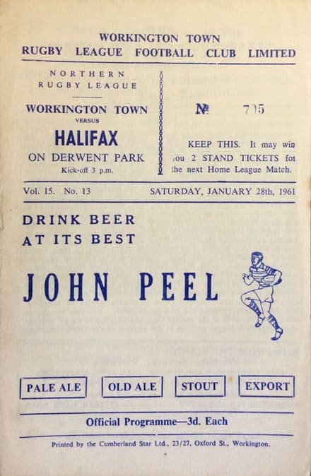 Workington Town v Halifax (1961, Jan 28th)