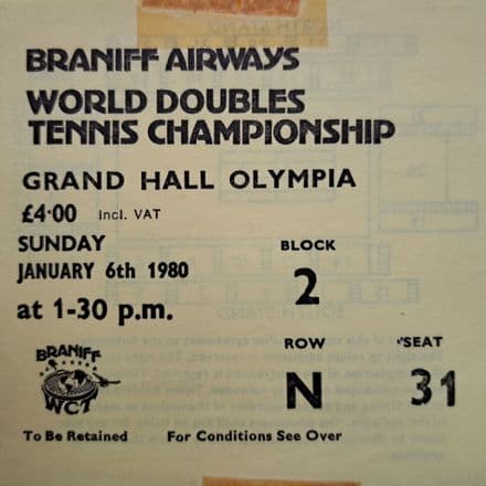 World Doubles Championship Ticket (1980, Jan 6th)