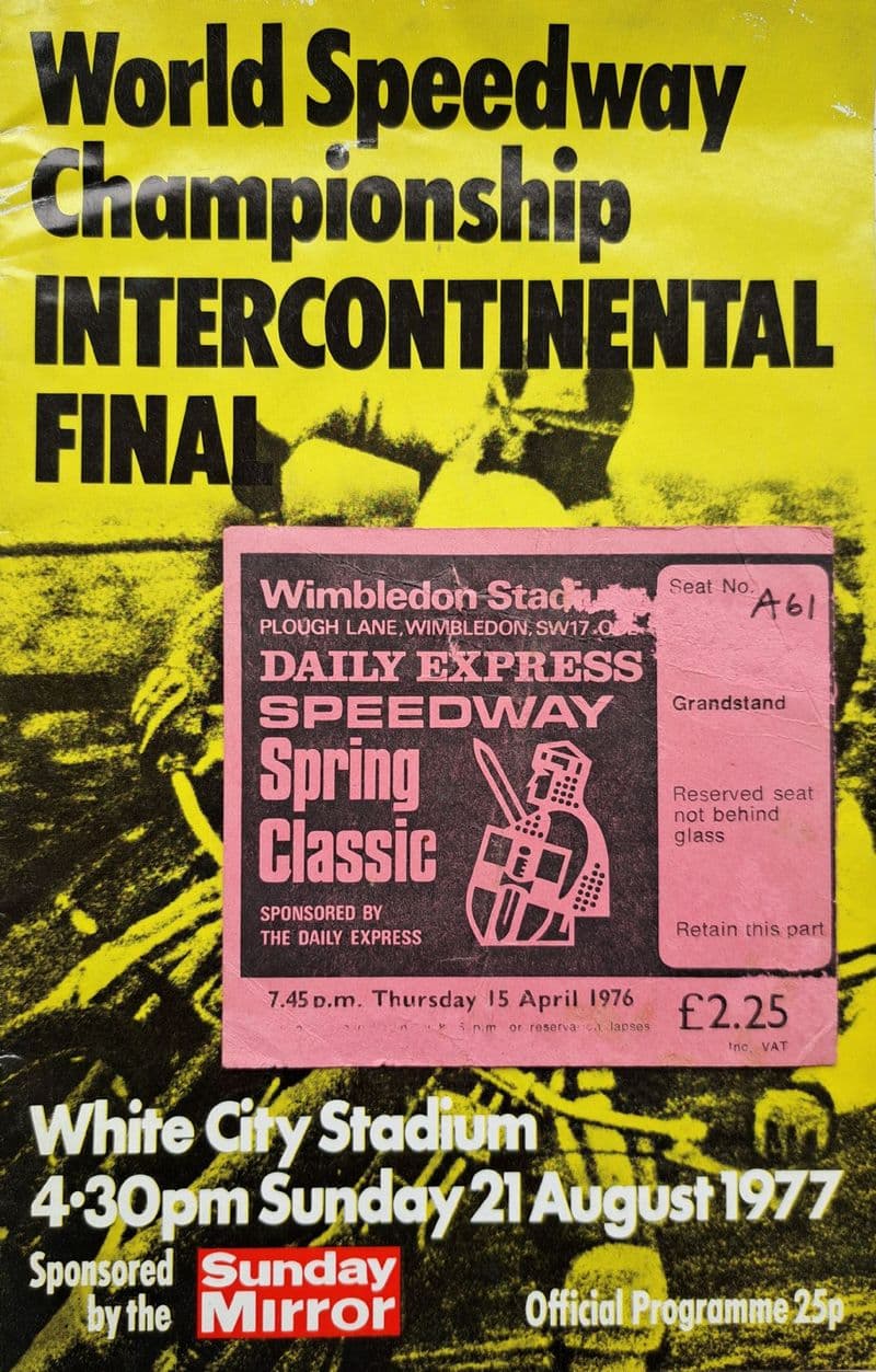World Speedway Championship Intercontinental Final (1977, Aug 21st) plus Ticket - with Results