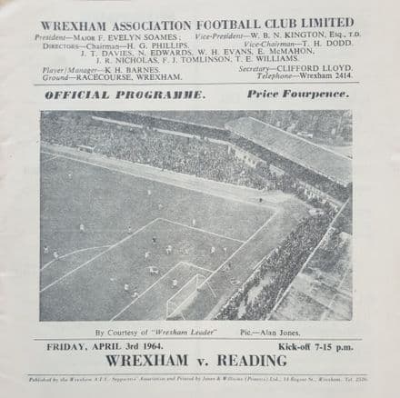 Wrexham v Reading, Div 3 (1964, Apr 3rd)