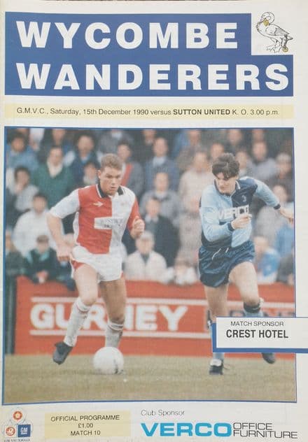 Wycombe v Sutton, Conference (1990, Dec 15th)