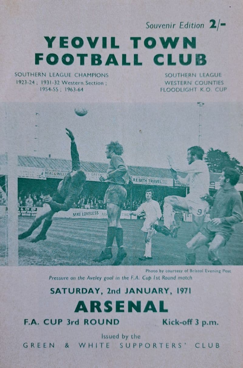 Yeovil v Arsenal, FA Cup 3rd Rnd (1971, Jan 2nd)