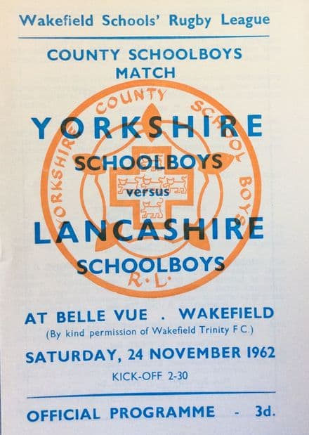 Yorkshire Schoolboys v Lancashire Schoolboys (1962, Nov 24th)