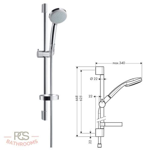£117 Off RRP - Hansgrohe Croma 100 Vario/Unica C Shower Set 65cm Wall Bar EcoSmart - Model  27776000