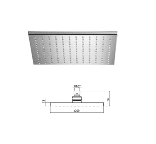 Alpi – Square Chrome Shower Head 200×200 mm (Model SF 063 CR)