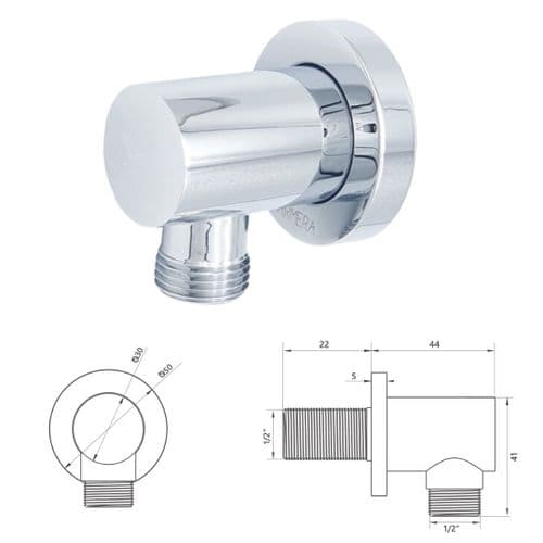 Armera Round Wall Outlet In Chrome: Model SH.440.66.4